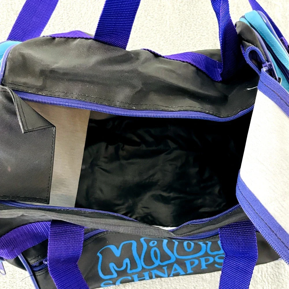 Vintage Maui Schnapps Duffel Bag Black Purple Aqua Blue Nylon Tote‎ 90s Y2K